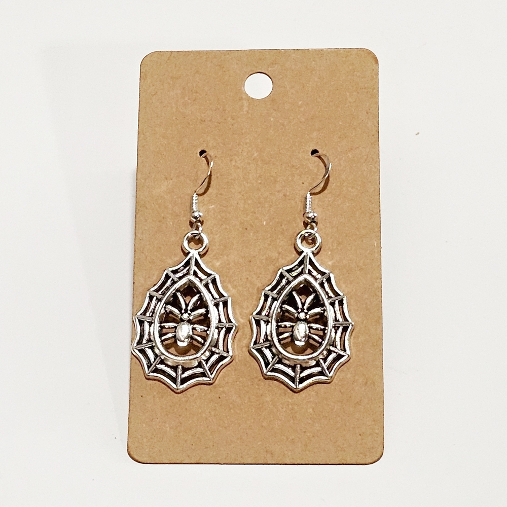 Intricate Silver Web Earrings